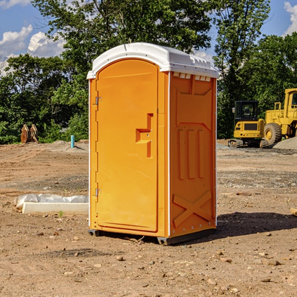 how often are the portable restrooms cleaned and serviced during a rental period in Plato